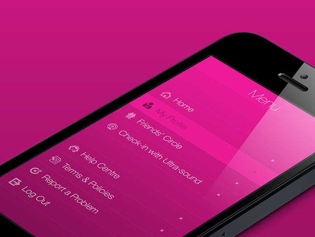 Mobile application menu interface